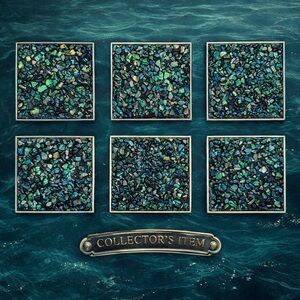 Set of 6 Genuine Paua Shell Coasters Made in New Zealand